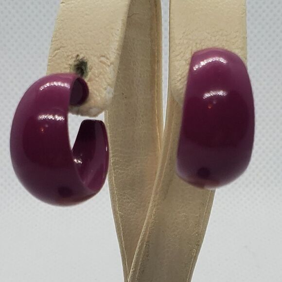 Vintage Purple Hoop Earrings - Picture 1 of 4